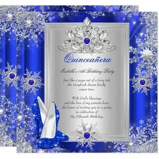 Quinceanera 15 Birthday Party Royal Blue Heels 2 Invitation 