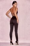 Clothing : Jumpsuits : 'Tsarina' Black Satin Jumpsuit with S
