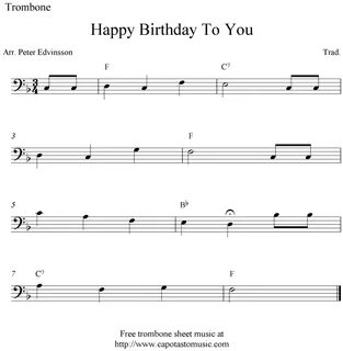 Happy Birthday To You, free easy trombone sheet music notes 