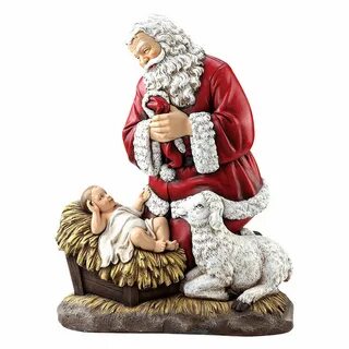 Wholesale hand painted resin santa claus kneeling to christm