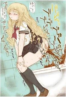 Defecation The girl is poop in the toilet excretion secondar