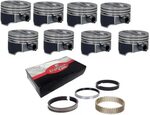 GM CHEVY SBC 350 5.7L COATED SKIRTS FLAT TOP PISTONS WITH RI