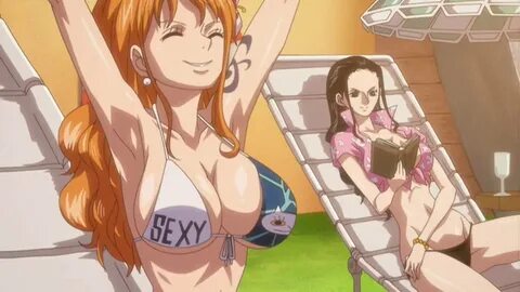 Nami x Robin Hot and sexy bikini scene - One Piece Film Gold