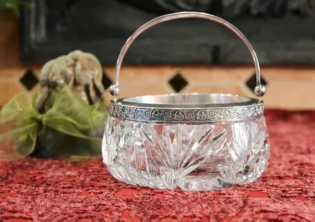 Vintage Cut Crystal and Silver Basket Latvia 875 Silver Etsy