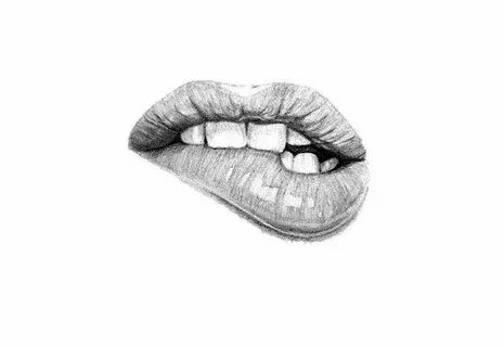 Mouth Biting Lip Drawing - Worldwide shipping available at s