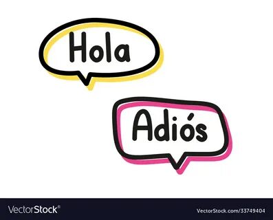 Hola adios handwritten text in speech bubbles Vector Image