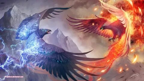 Thunder and Flameby Dragolisco Phoenix artwork, Fantasy beas