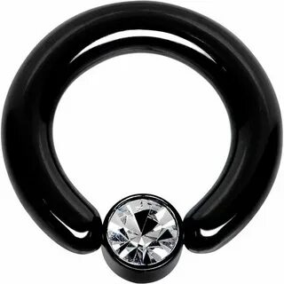 6 Gauge 1/2 Clear Gem 6mm Disc Black BCR Captive Ring Rings,