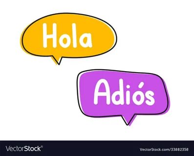 Hola adios handwritten text in speech bubble Vector Image