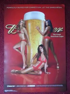 сексуальная девочка пиво плакат Bud Budweiser США Олимпийски