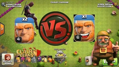 Two lvl 4 giants VS ONE LVL 6 GIANT..insane (CLash of clans)