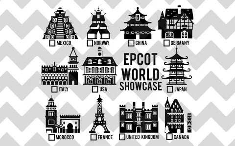 Epcot World Showcase Pavilions SVG JPG PNG Walt Disney Etsy