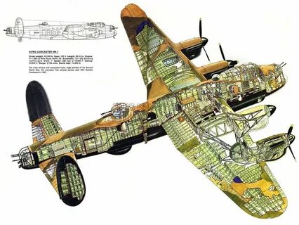 WAR DRAWING PLANE BOMBER AVRO LANCASTER CUTAWAY WWII UK ART 