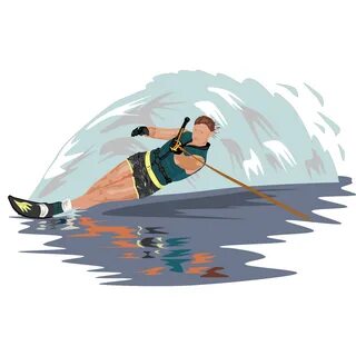 Slalom Water Skier!-- -- SVG Clip Art, !-- --cartoon!-- --pe