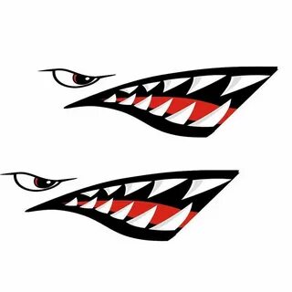 2Pcs Shark Teeth Mouth Decals Sticker for Fishing Boat Canoe