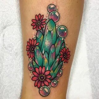 Neo-traditional crystal and bubbles tattoo (With images) Bub