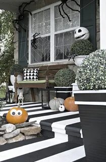 black and white Halloween decor for your porch Halloween fro