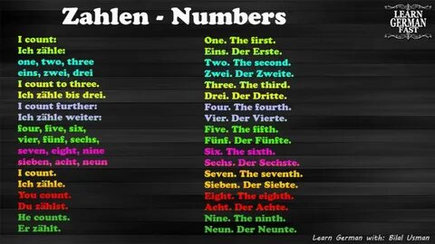 Learn German with Bilal:- Numbers :- English to German - You