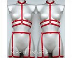 BDSM lingerie Collar harness with leg garter belt Full body 
