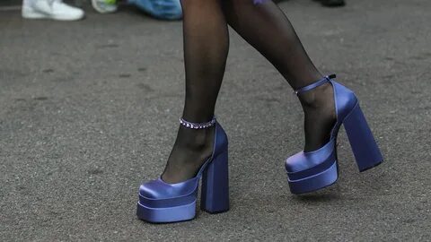 Ebony girls wearing street style platform heels