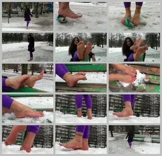 Chilly Feet - girls barefoot on snow