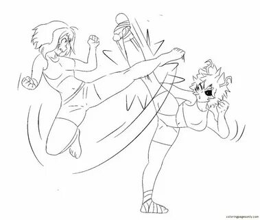 Uraraka vs Mina Ashido Coloring Pages - Uraraka Coloring Pag