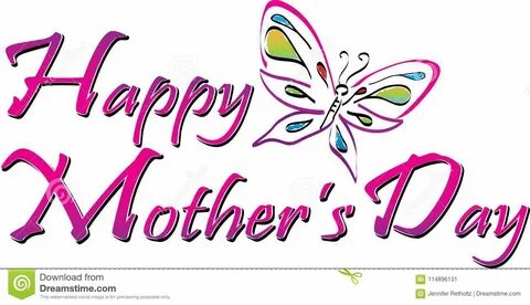 Happy Mother`s Day Heart with Butterfly Stock Illustration -