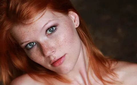 Скачать обои girl, photo, blue eyes, model, lips, redhead, M