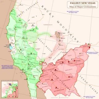 Карта территорий НКР и Легиона перед началом событий Fallout
