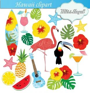 Hawaii Clipart Flamingo Hawaiian Summer Beach Clip Art. Etsy