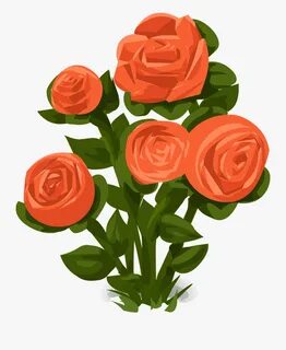 Rose Bush Roses Orange - Rose Bush Clipart Png , Free Transp