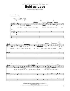 Jimi Hendrix Bold As Love Sheet Music Notes, Chords Download