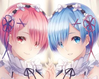 Скачать обои лица, anime, art, сёстры, Ram, Rem, Re: Zero ka