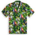 Parrot Legend Navy - Hawaiian Shirt Shop UK
