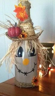 Scarecrow wine bottle decoration Etsy Halloween wine bottles