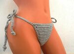 Silver Crochet Thong Bikini Bottom Sexy Bikini Bottom Silver