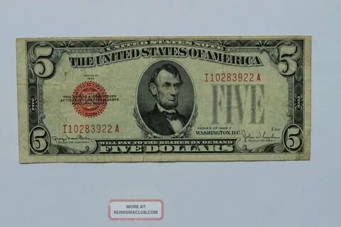 1928 F Five Dollar Red Seal Note