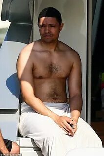 Trevor Noah goes shirtless on a yacht in Miami Beach with en