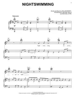 Nightswimming Sheet Music R.E.M. Piano, Vocal & Guitar Chord