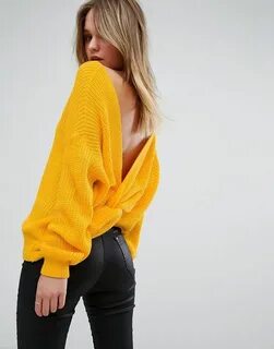 Missguided Twist Back Oversized Jumper Off shoulder sweater,