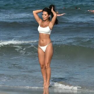 Celebrity Bikini - Yazmin Oukhellou in a White Bikini at a B