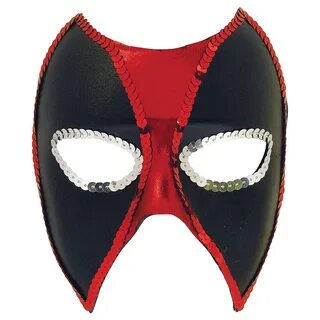 Sequin Trim Deadpool Mask 6 1/2in x 6 1/2in Party City