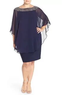 Xscape Embellished Chiffon Overlay Jersey Sheath Dress Nords