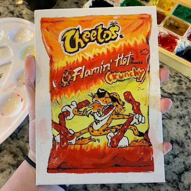 Hot Cheetos gouache painting 🎨 #gouache #gouachepainting #art #artistsonin...