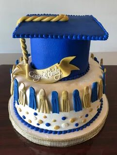 Blue and Gold Graduation Cake - Adrienne & Co. Bakery Gradua