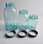 Vintage Set of 3 Aqua Blue Ball Perfect Mason Canning Jars w