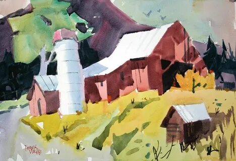 Watercolor Paintings by artist Frank Webb "Catskill Farm", w