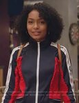 Zoey’s navy tracksuit on Grown-ish Zoey johnson, Grown ish, 