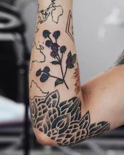 Olga Nekrasova blackberries tattoo Blackberry tattoo, Lavend