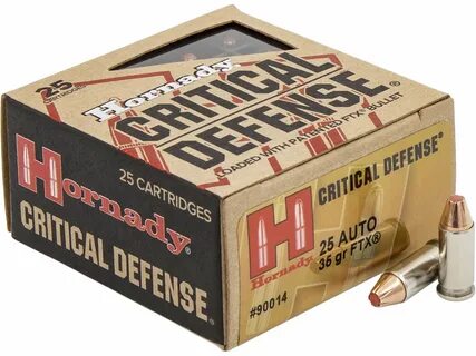 Hornady Critical Defense Ammo 25 ACP 35 Grain FTX Box of 25